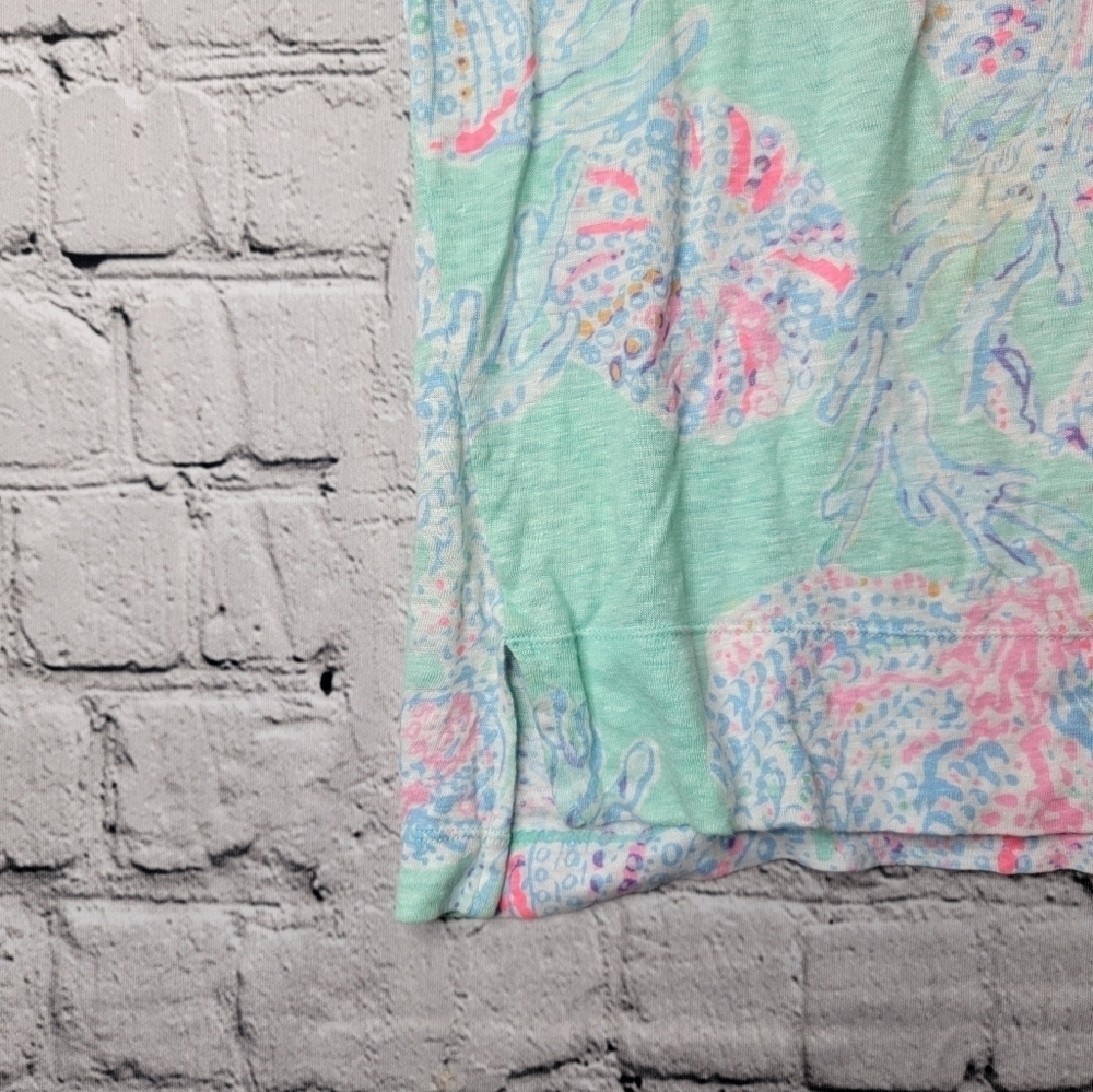 Lilly Pulitzer Mikela Short Sleeve Tshirt 100% Linen in Minty Fresh 20975 Size S - Picture 4 of 11